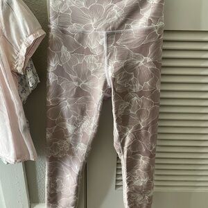Balance Collection | pale pink cream floral leggings workout high waisted